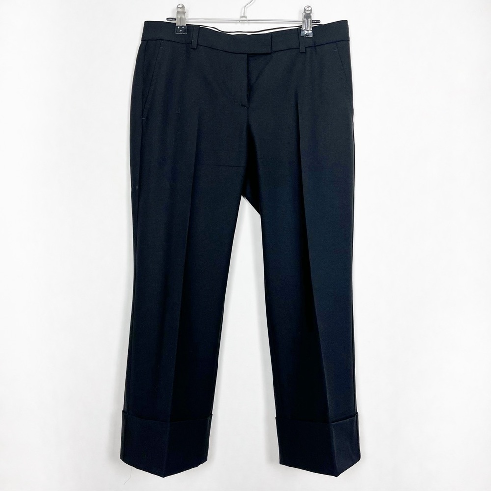Theory Women’s Classic Black Cuffed Cropped Trouser Pants Size 6 Mid-Rise